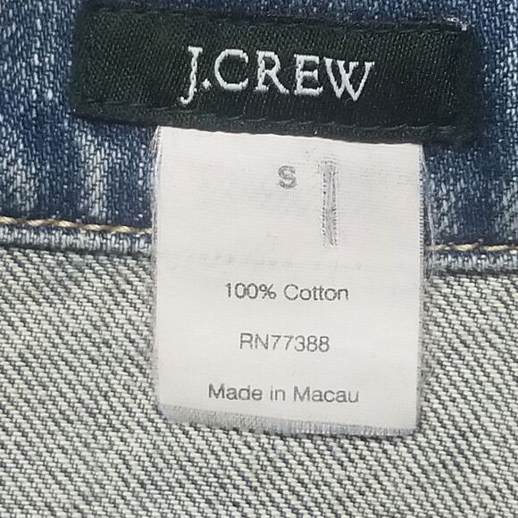 J Crew Womens Small Jacket Classic Jean Distressed Blue Denim Vintage Trucker - Picture 5 of 8